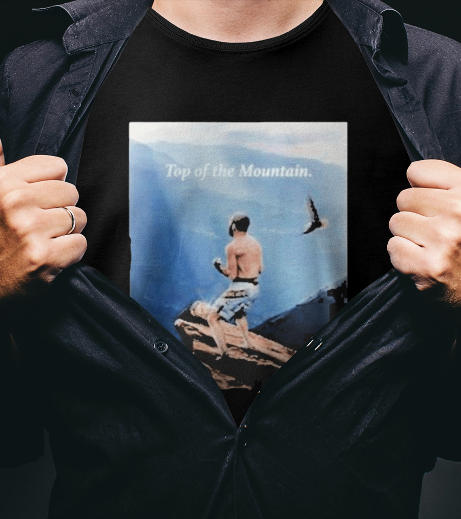 Islam Makhachev Top Of The Mountain Scenic Martial Arts Triumph T-Shirt