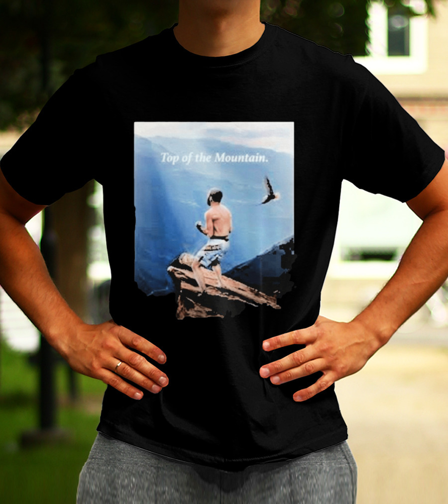 Islam Makhachev Top Of The Mountain Scenic Martial Arts Triumph T-Shirt