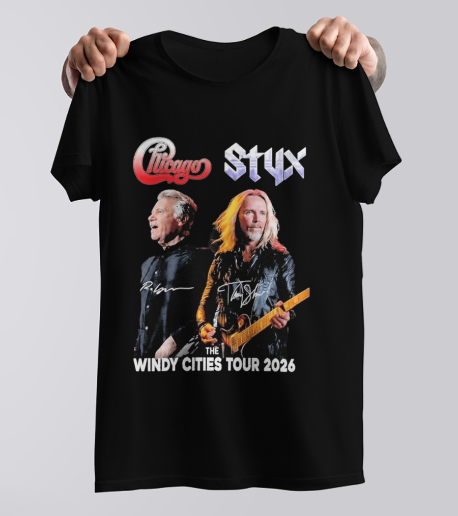 Chicago Styx The Windy Cities Tour 2026 Rock Concert T-Shirt