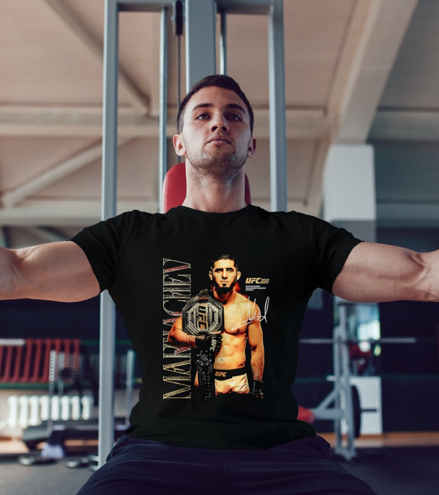 Islam Makhachev UFC Champion Signature Autograph Belt T-Shirt