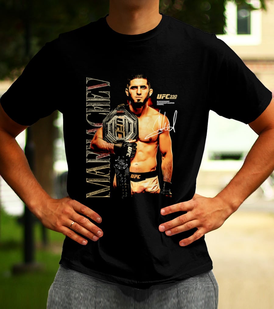 Islam Makhachev UFC Champion Signature Autograph Belt T-Shirt