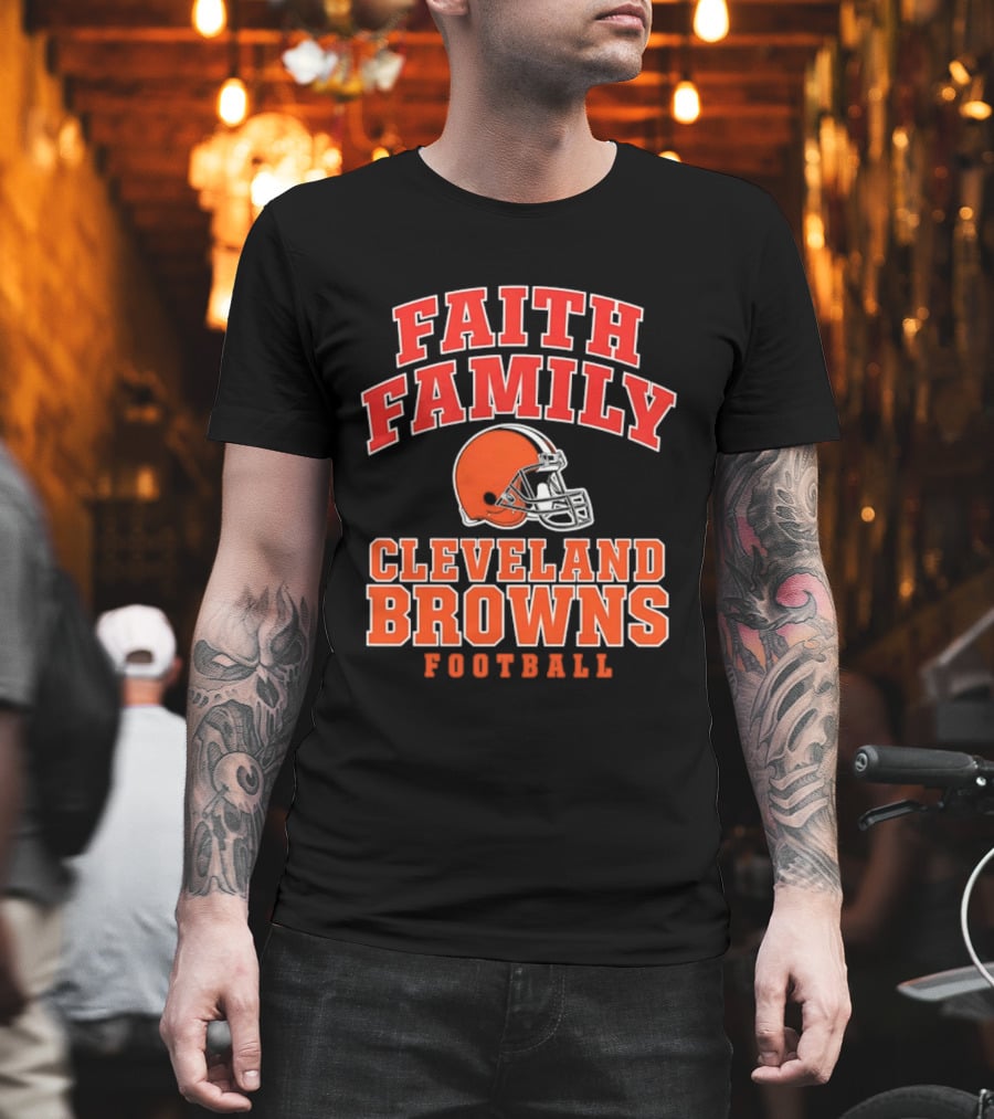 Faith Family Cleveland Browns Football Orange Helmet T-Shirt