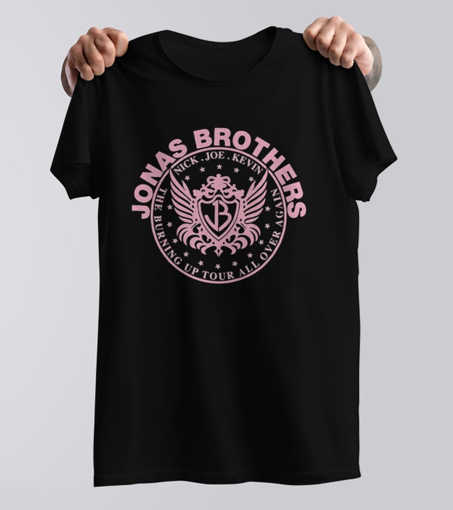 Jonas Brothers Nick Joe Kevin Burning Up Tour Crest Jb Wings T-Shirt