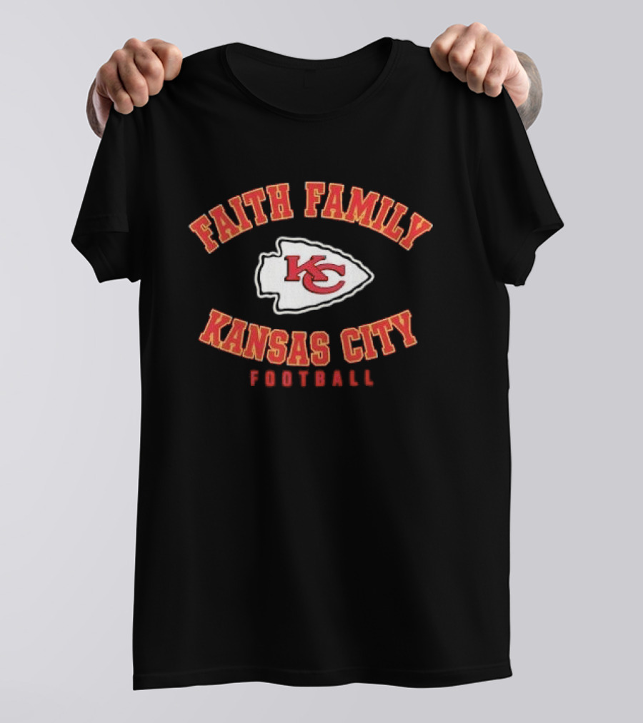 Kansas City Chiefs Faith Family Football KC Arrowhead Patch T-Shirt