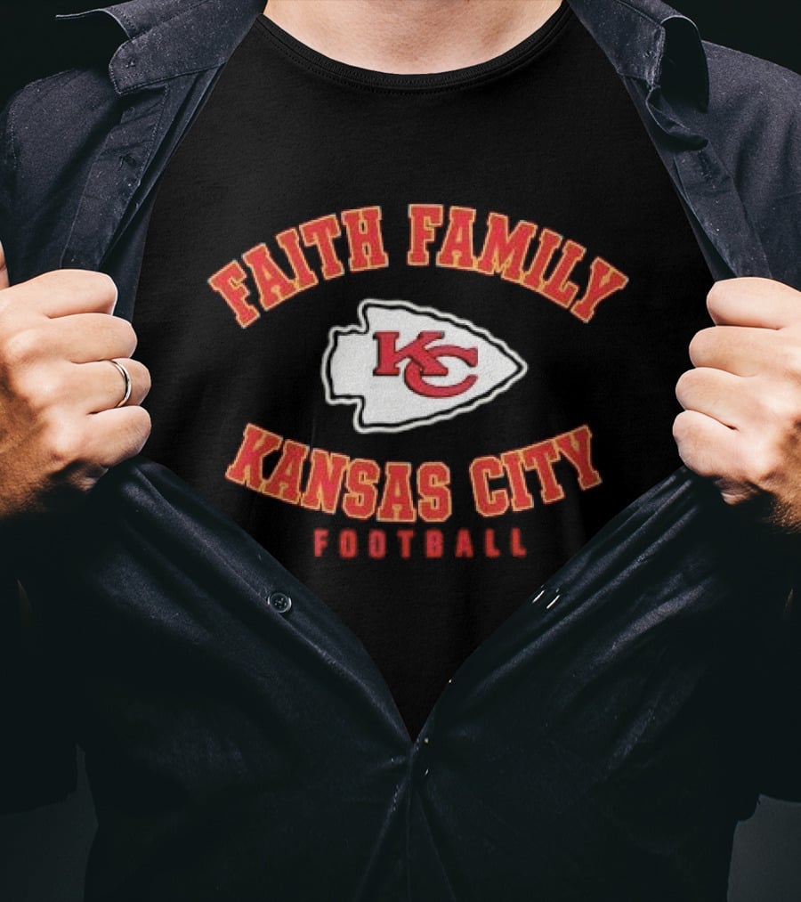 Kansas City Chiefs Faith Family Football KC Arrowhead Patch T-Shirt