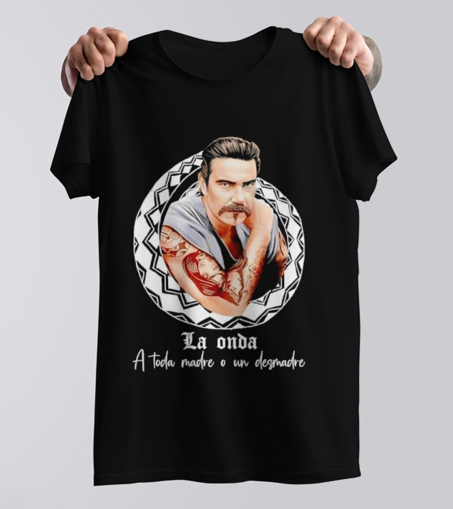 La Onda A Toda Madre O Un Desmadre Tattooed Man Mustache Geometric T-Shirt