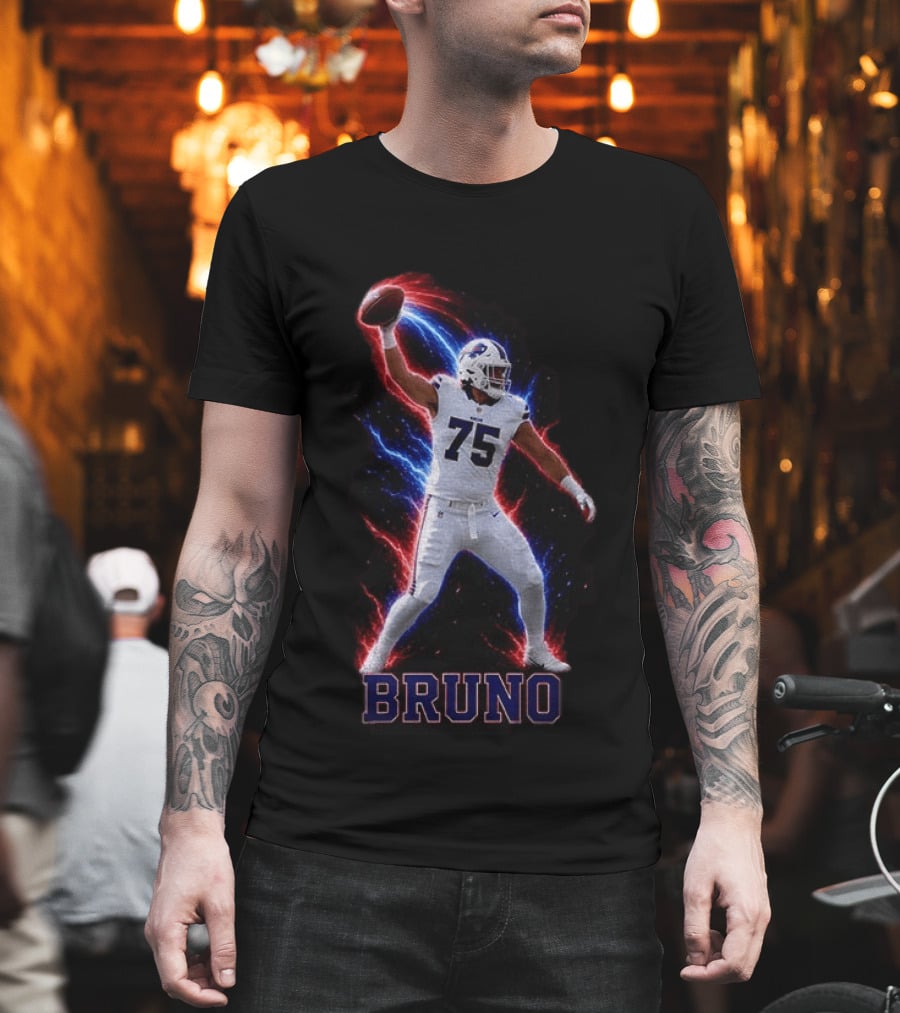 Bruno Buffalo Bills 75 Electric Burst Football T-Shirt