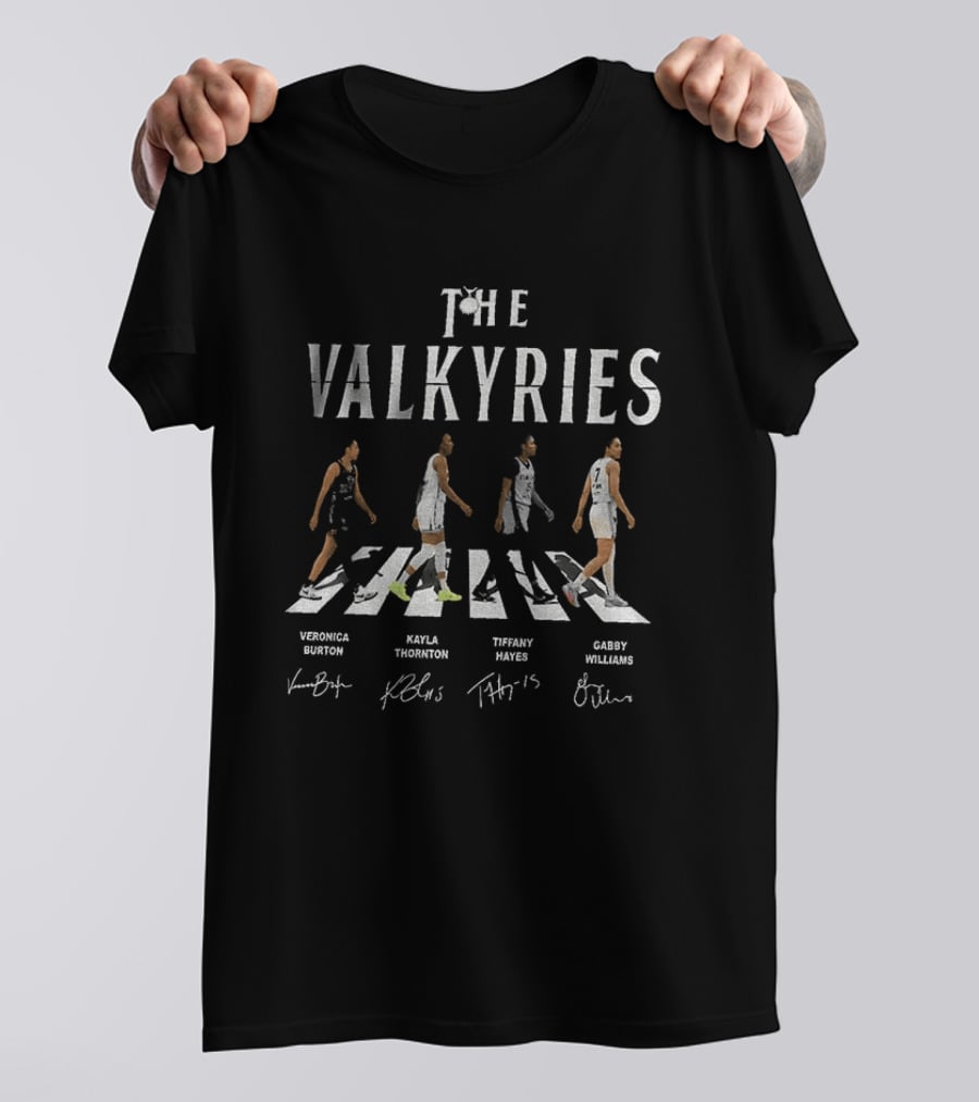 The Valkyries Veronica Burton Kayla Thornton Tiffany Hayes Gabb Williams WNBA Basketball Crossing Road T-Shirt