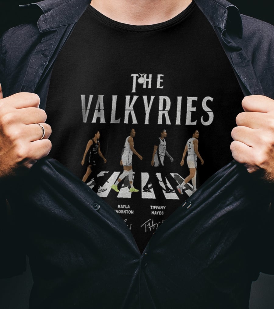 The Valkyries Veronica Burton Kayla Thornton Tiffany Hayes Gabb Williams WNBA Basketball Crossing Road T-Shirt