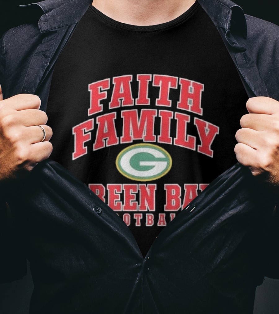 Faith Family Green Bay Football Oval G Distressed T-Shirt