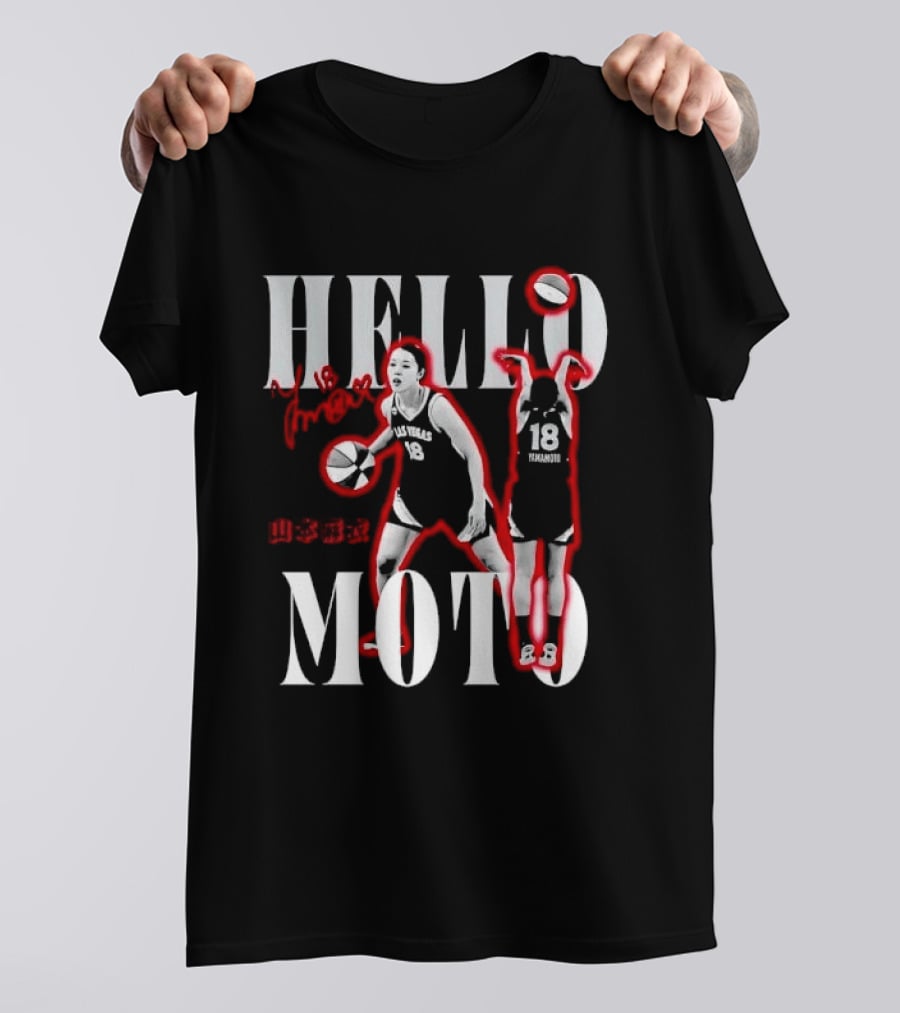Hello Moto Mai Yamamoto Basketball 18 Red Glow Dribbling Shooting T-Shirt