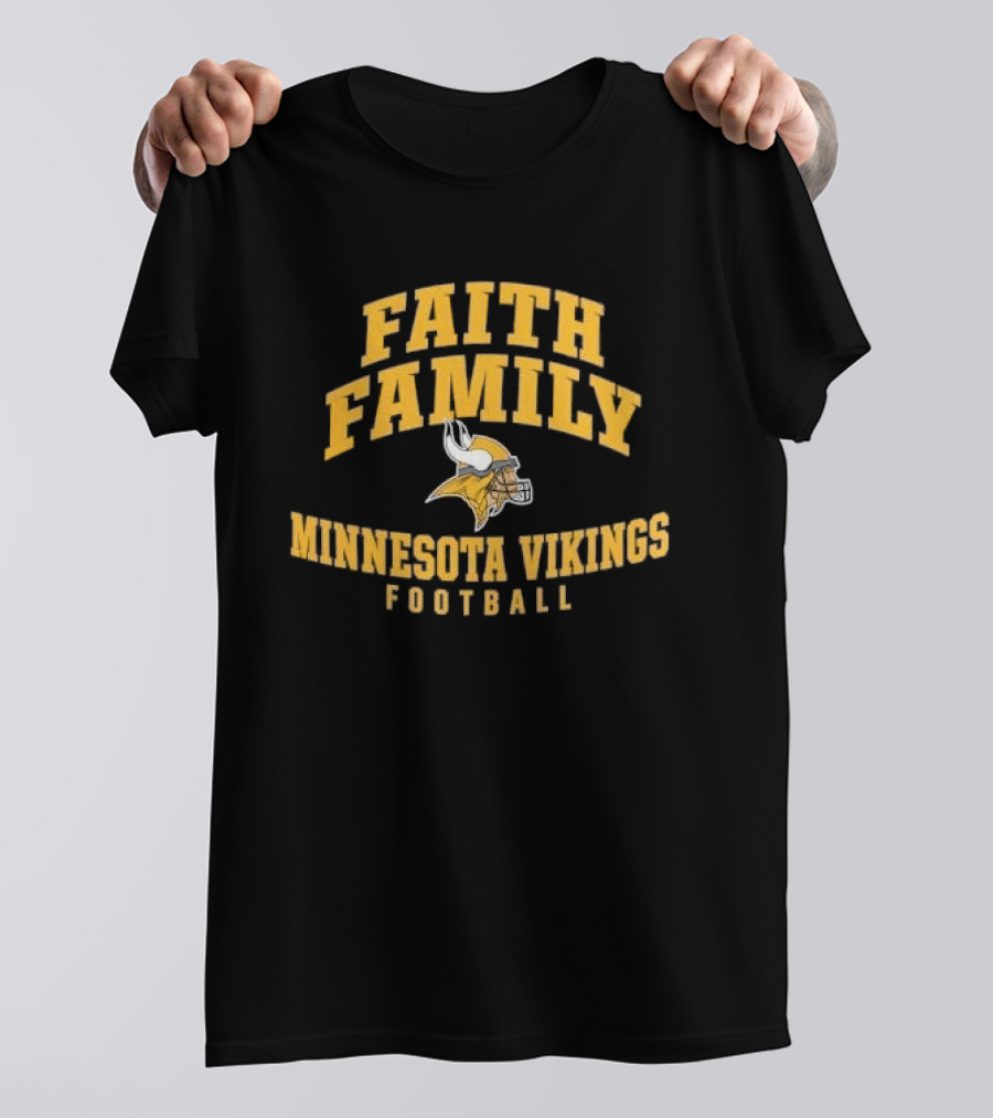 Faith Family Minnesota Vikings Football Helmet Horns T-Shirt