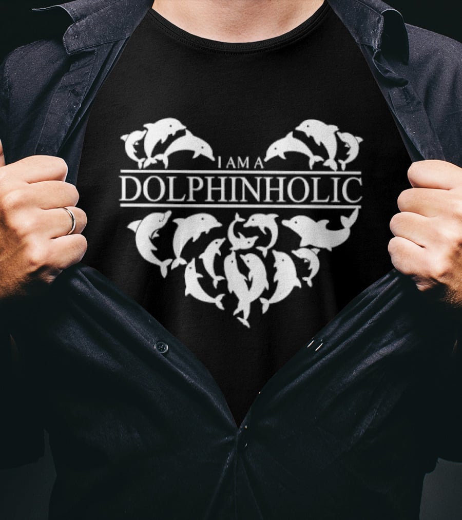 I Am A Dolphinholic Heart Shape Dolphins White T-Shirt