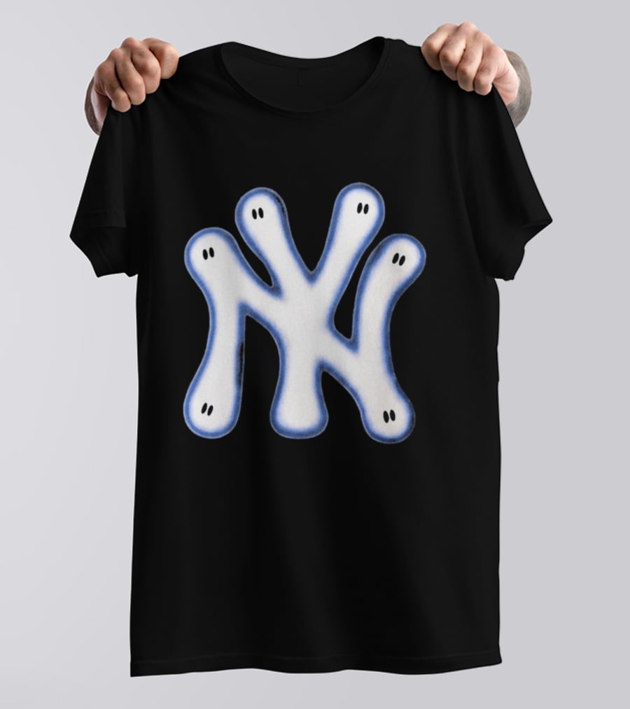 NY Yankees Wash Ghost Airbrush Logo Ghostly NY Yankees T-Shirt