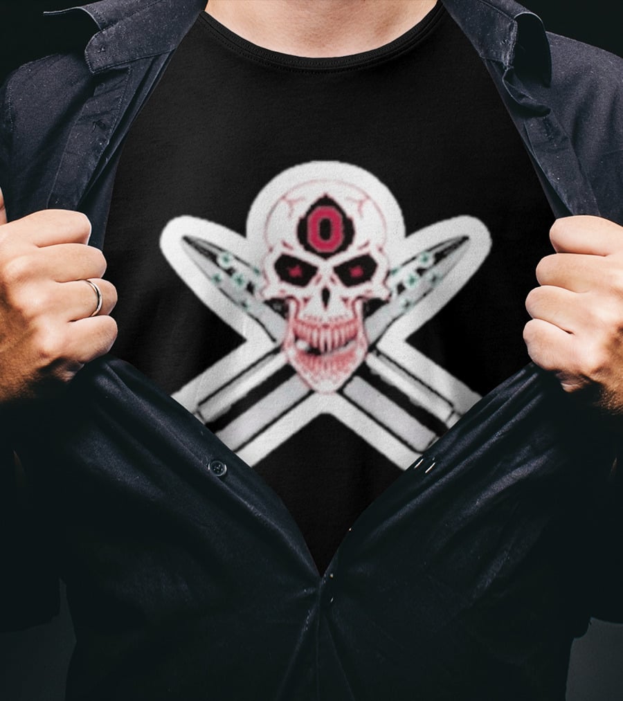 Ohio State Buckeyes Skull With Crossed Silver Bullets T-Shirt