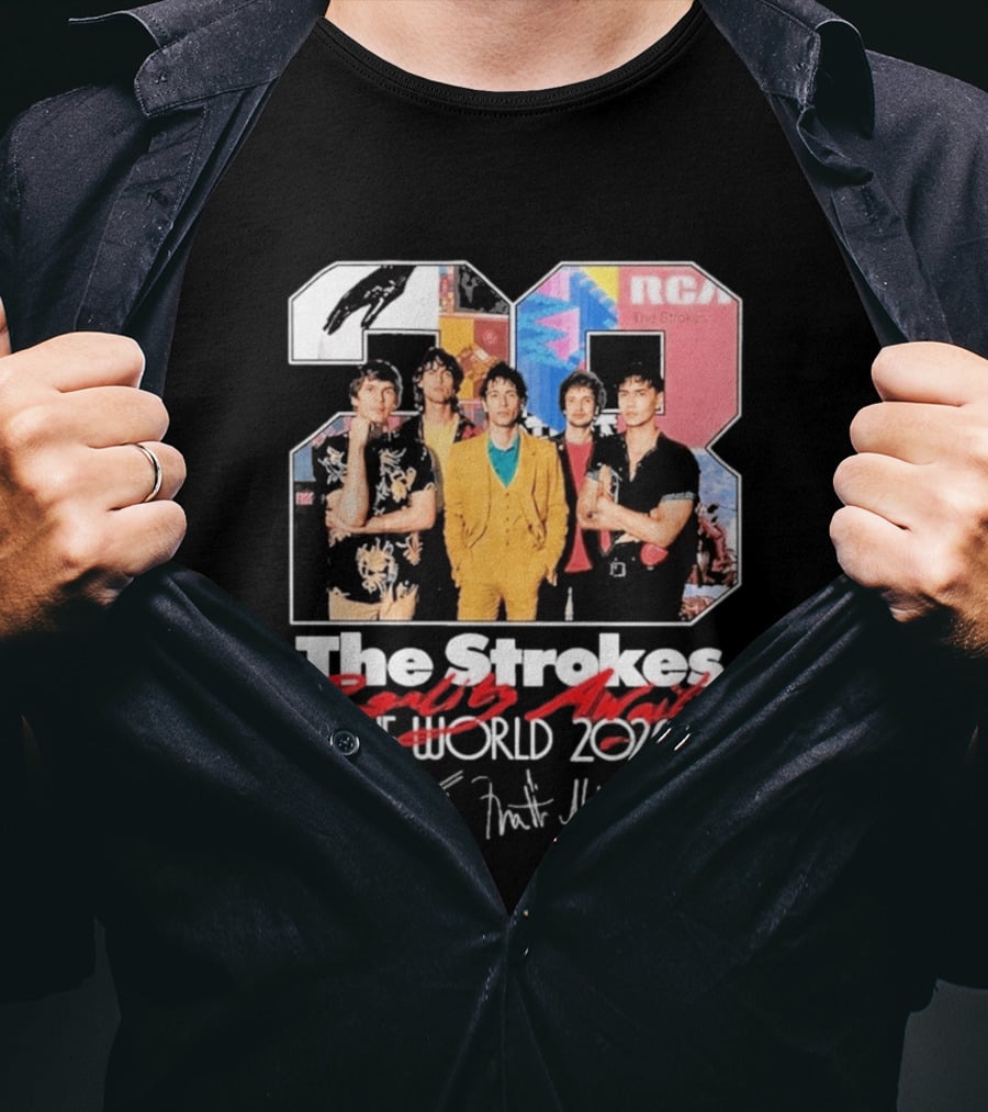 The Strokes Reality Awaits 2026 Tour RCA Vintage Band Signatures T-Shirt