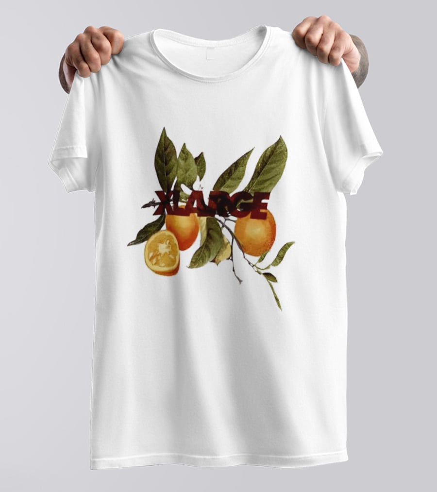 Xlarge Watercolor Oranges Citrus Branch Leaves Slice T-Shirt