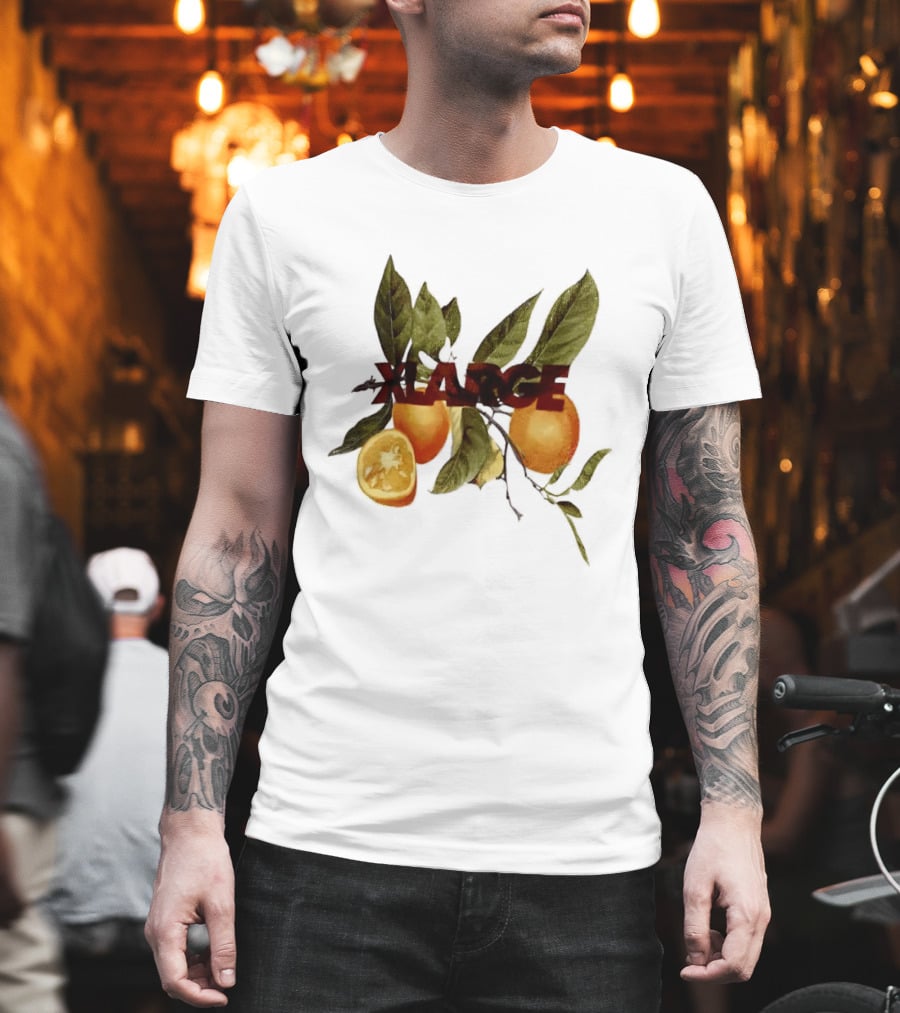 Xlarge Watercolor Oranges Citrus Branch Leaves Slice T-Shirt
