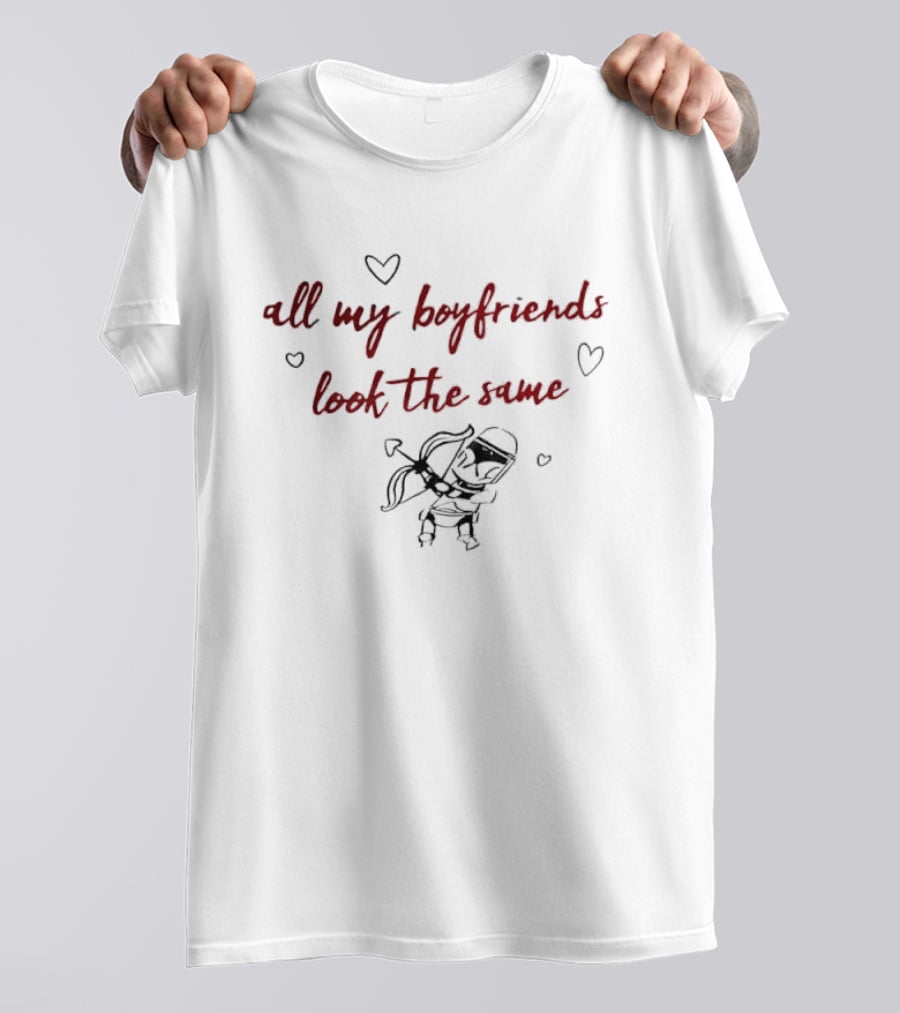 All My Boyfriends Look The Same Cartoon Clone Trooper Cupid Bow Hearts T-Shirt