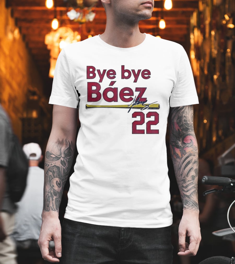Bye Bye Báez 22 Yellow Gold Baseball Bat Player T-Shirt