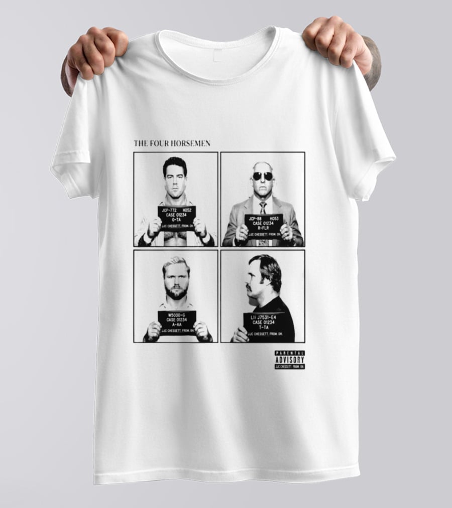The Four Horsemen Ric Flair Tully Blanchard Arn Anderson Ole Anderson Shot Parental Advisory T-Shirt