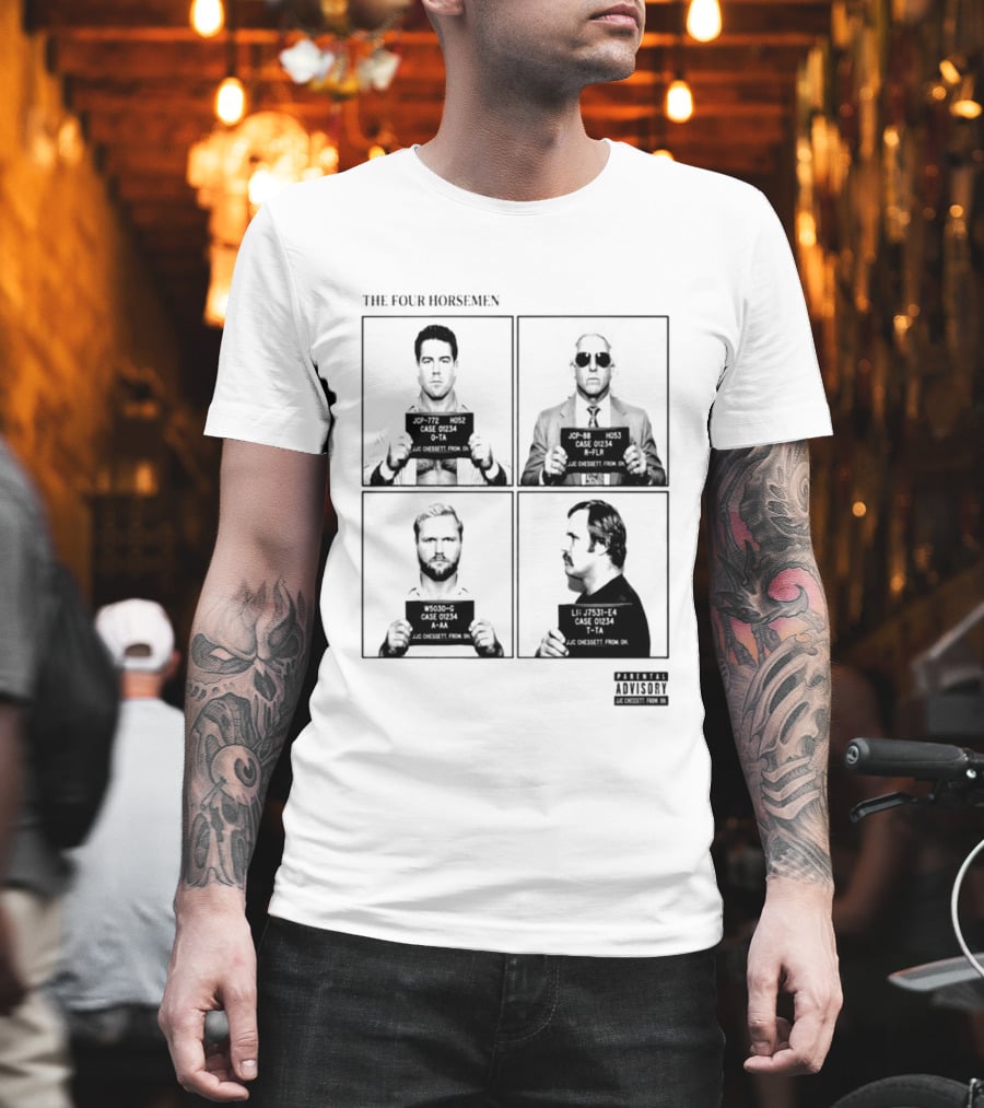 The Four Horsemen Ric Flair Tully Blanchard Arn Anderson Ole Anderson Shot Parental Advisory T-Shirt