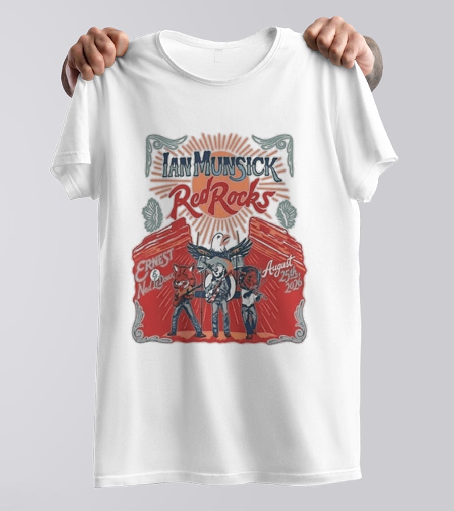Ian Munsick Red Rocks Morrison CO 08 25 2026 Live Tour Featuring Ernest Neon Dreams T-Shirt