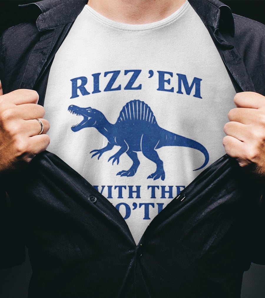Rizz'em With The Dino'tism Spinosaurus Roaring Blue T-Shirt