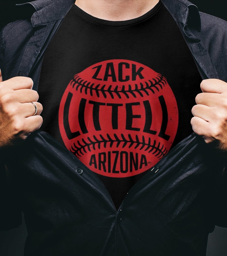Zack Littell Arizona Distressed Red Baseball Seams T-Shirt