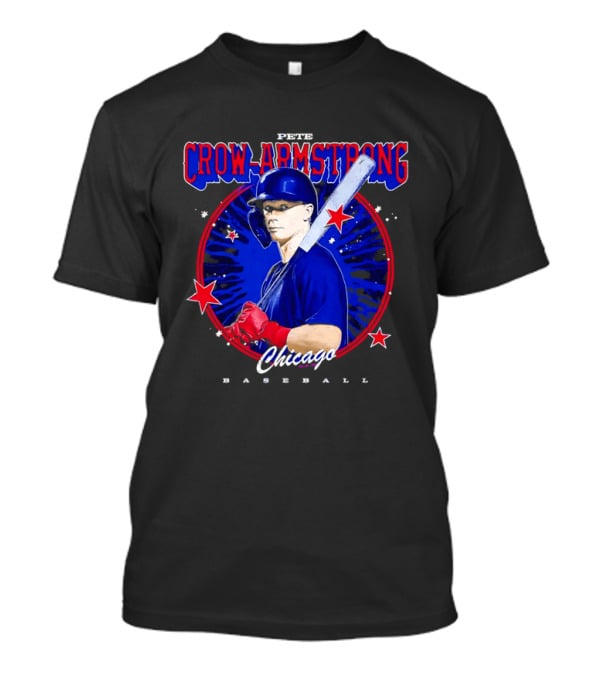 Chicago Baseball Pete Crow Armstrong Batting Photo Red Stars T-Shirt