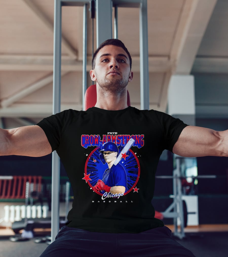 Chicago Baseball Pete Crow Armstrong Batting Photo Red Stars T-Shirt