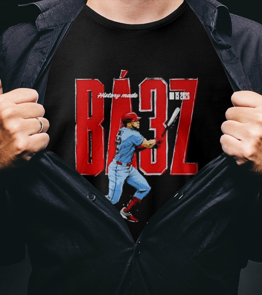 History Made Baez 08 15 2026 Baseball Player Swinging Bat Sketch T-Shirt