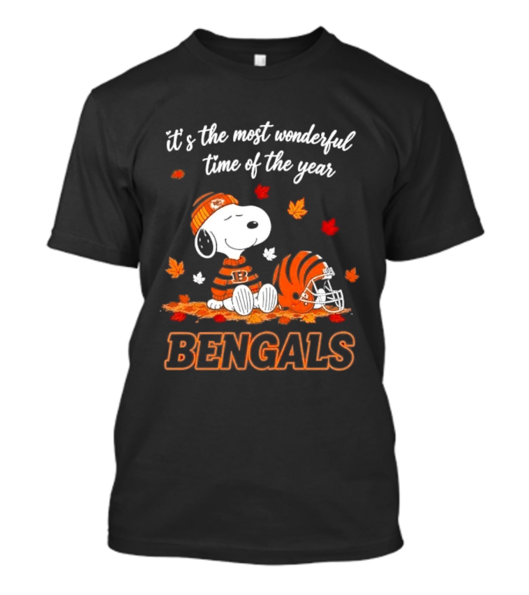It's The Most Wonderful Time Of The Year Snoopy Bengals Leaves Helmet T-Shirt