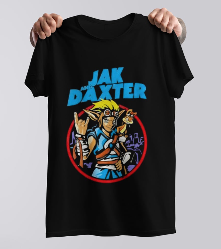 Jak And Daxter Cartoon Hero With Goggles In Red Circle T-Shirt