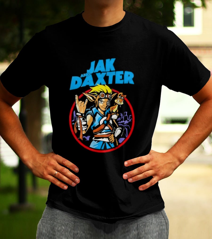 Jak And Daxter Cartoon Hero With Goggles In Red Circle T-Shirt
