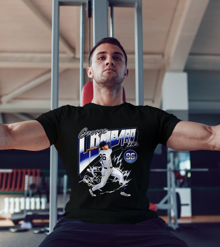 George Lombardo Jr 96 Baseball Player Swinging Bat Lightning T-Shirt