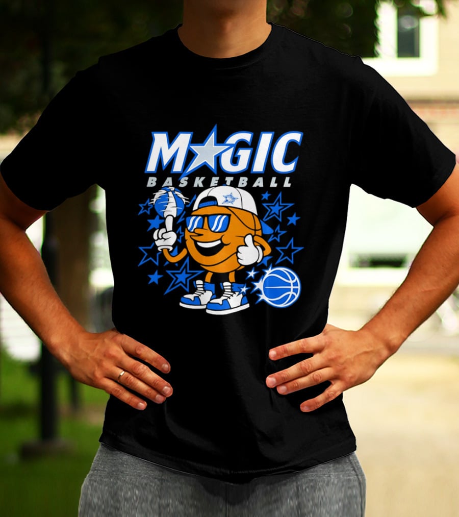 Magic Basketball Cartoon With Sunglasses And Stars T-Shirt