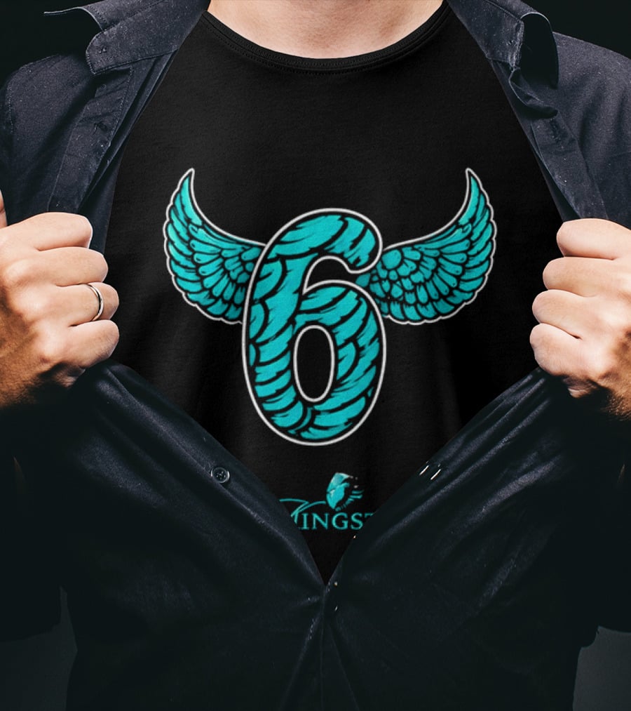 Kingsta Turquoise Feathered Wings Number 6 T-Shirt