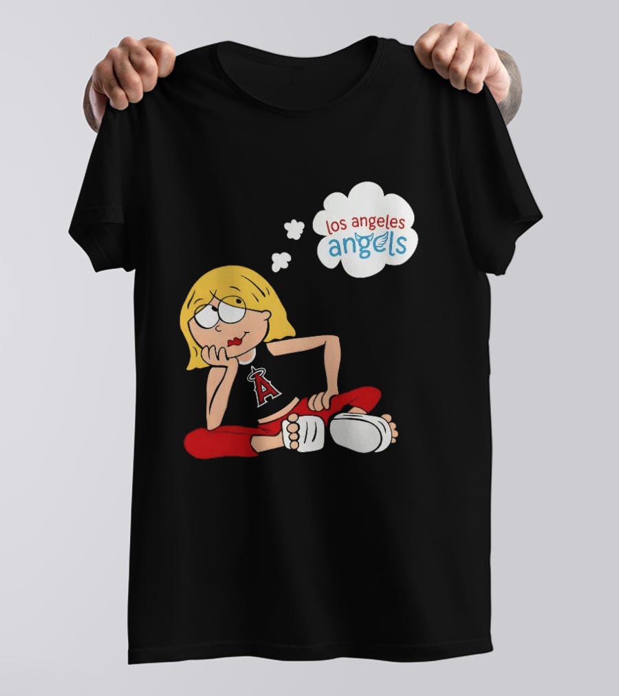 Los Angeles Angels MLB Blonde Girl Thought Bubble Sitting Pose T-Shirt