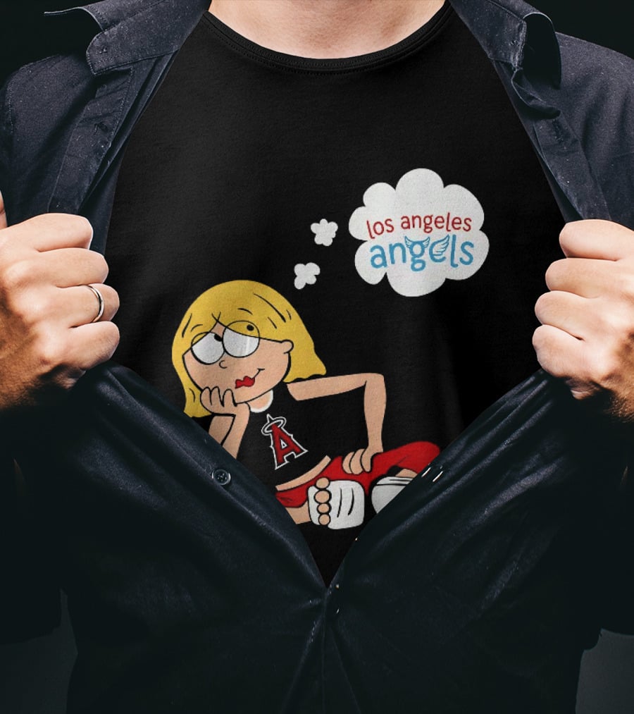 Los Angeles Angels MLB Blonde Girl Thought Bubble Sitting Pose T-Shirt