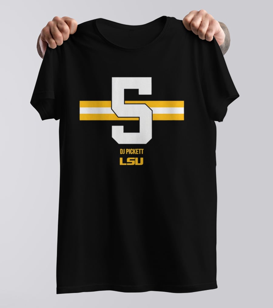 LSU Tigers DJ Pickett Number 5 Yellow T-Shirt