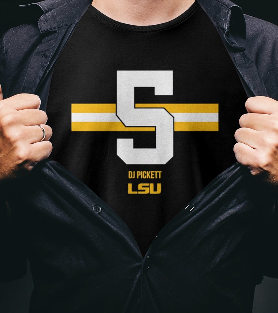 LSU Tigers DJ Pickett Number 5 Yellow T-Shirt