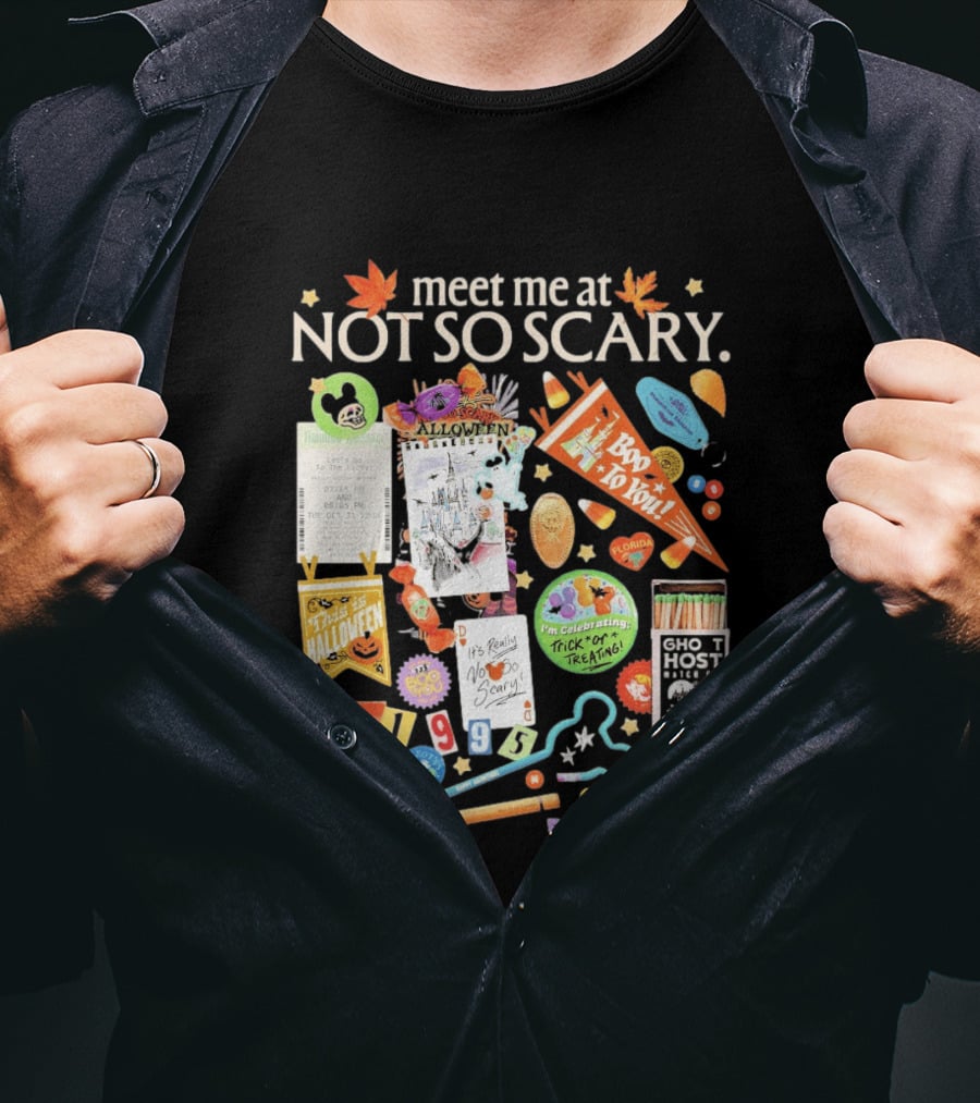 Meet Me At Not So Scary Boo To You Disney Halloween Trick Or Treating Black Flame Candle Halloween Party T-Shirt