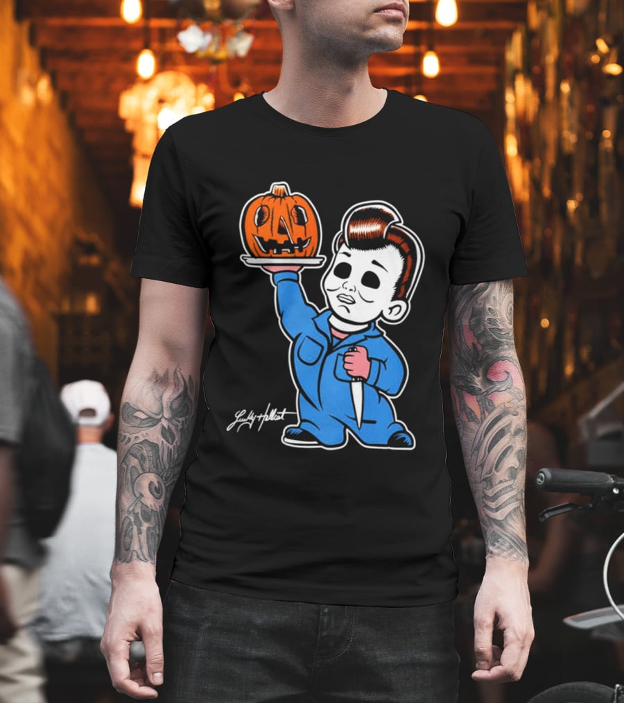 Michael Myers Big Boy Halloween Pumpkin Knife T-Shirt
