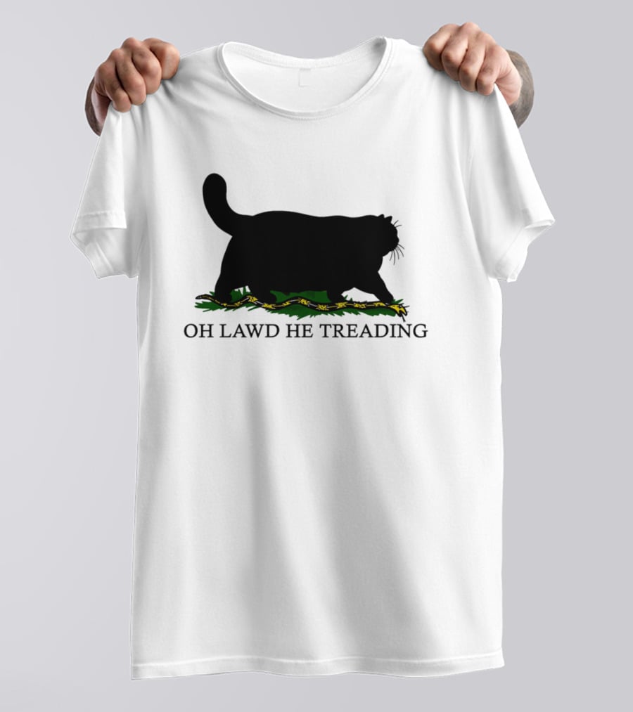 Oh Lawd He Treading Cat Silhouette With Snake And Grass T-Shirt