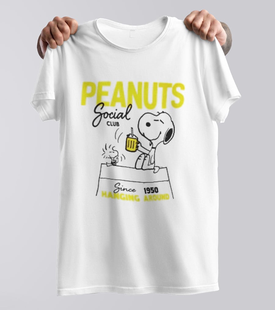 Peanuts Social Club Since 1950 Hanging Around Snoopy Woodstock T-Shirt