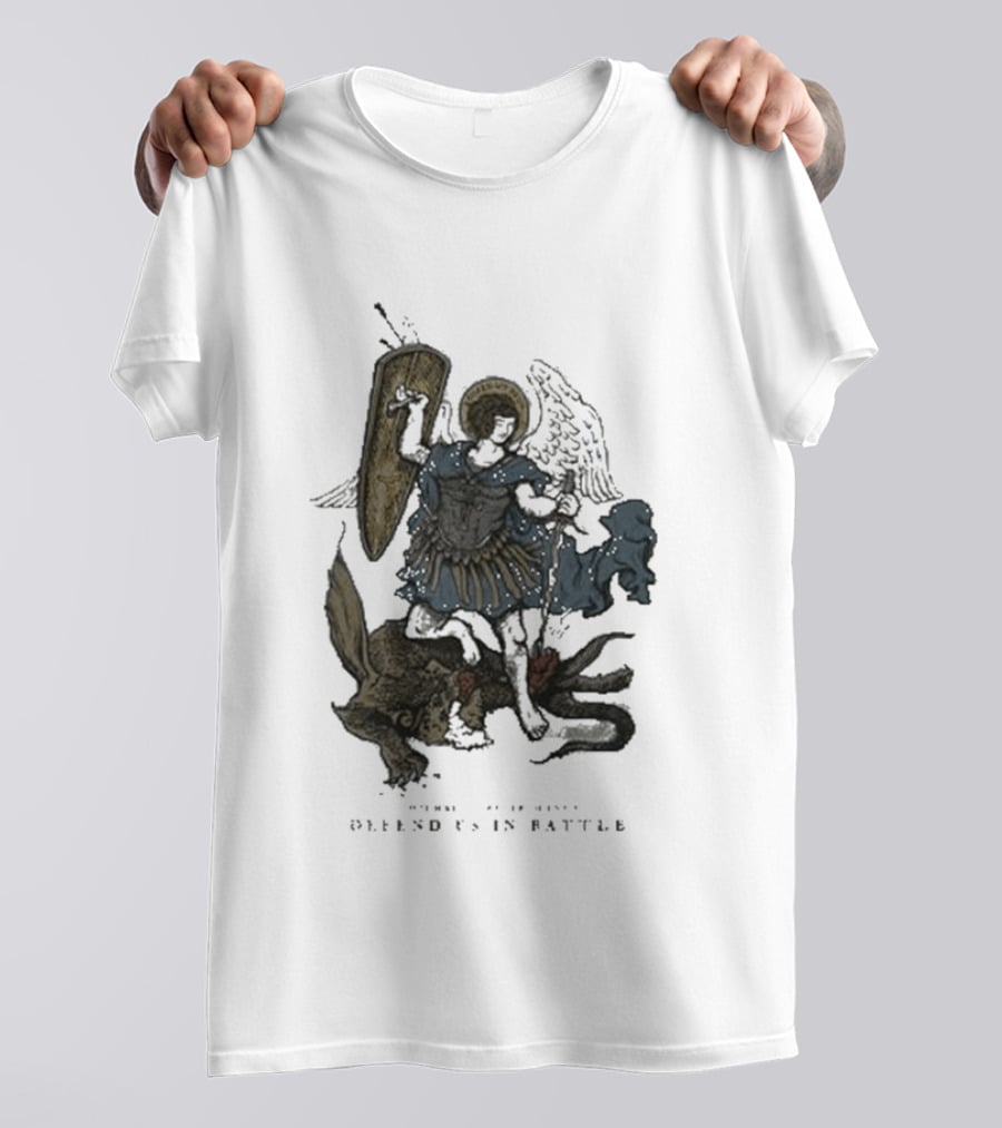 Saint Mxxxxxx Archangel Michael Defend Us In Battle Medieval Angelic Warrior T-Shirt