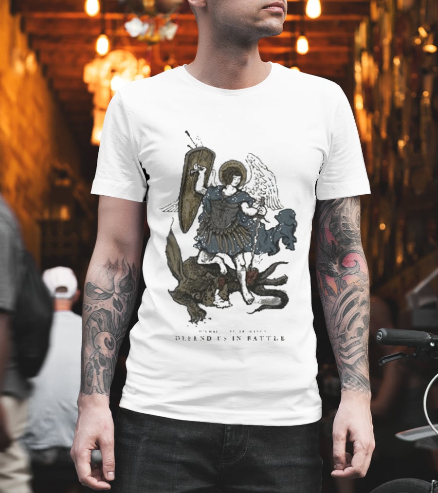 Saint Mxxxxxx Archangel Michael Defend Us In Battle Medieval Angelic Warrior T-Shirt