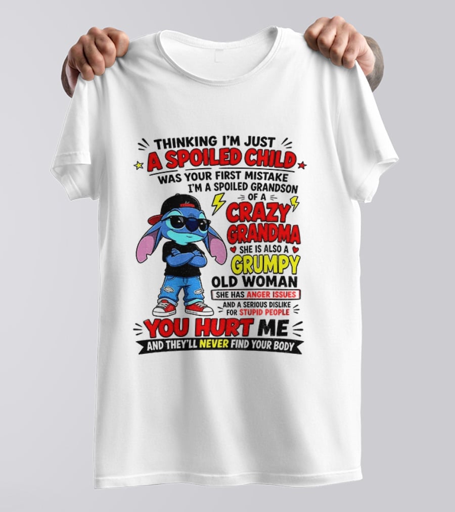 Thinking I'm Just A Spoiled Child Crazy Grandma You Hurt Me Never Find Your Body T-Shirt