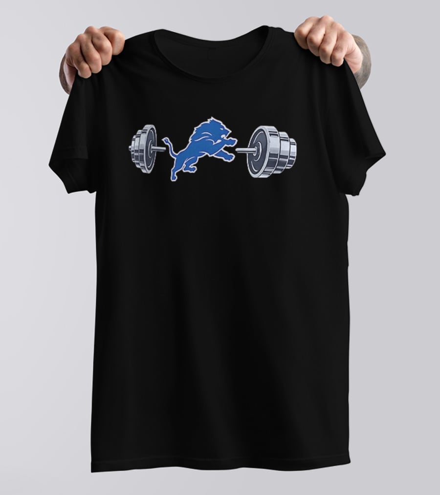 Detroit Lions Barbell 2026 Weightlifting Strength Training Lions T-Shirt